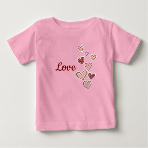 T-shirt Pour Bébé Coeurs d'amour rose rouge