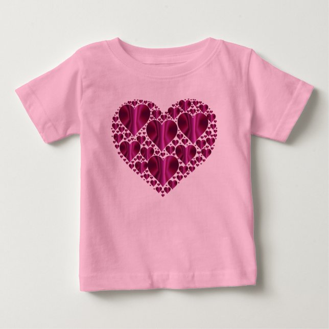 T-shirt Pour Bébé Coeurs de Fuschia dans un coeur (Devant)
