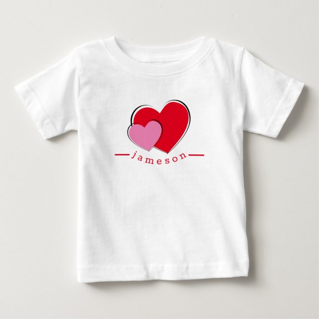 T-shirt Pour Bébé Cœurs de la Saint-Valentin Personnalisés (Devant)