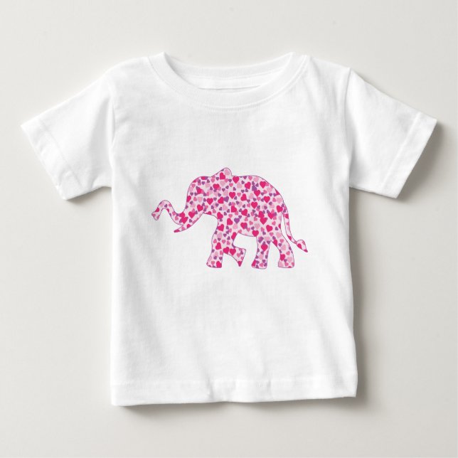 T-shirt Pour Bébé Coeurs d'éléphants roses (Devant)