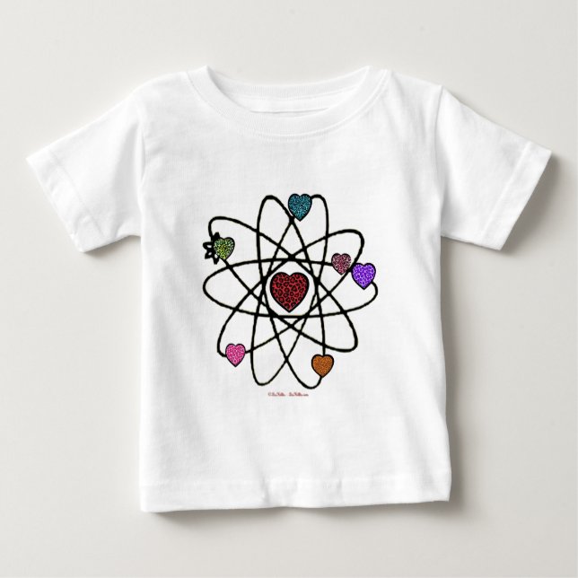 T-shirt Pour Bébé Coeurs Empreintes de léopard de Valentine atomique (Devant)