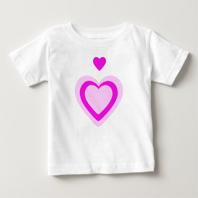 T-SHIRT POUR BÉBÉ CŒURS FUCHSIA ROSE CLAIR (Devant)
