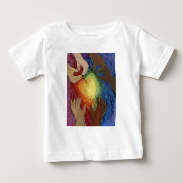 T-shirt Pour Bébé Coeurs & Mains Aimer Diversité Art Custom Chemise (Devant)
