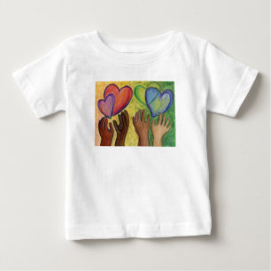 T-shirt Pour Bébé Coeurs & Mains Aimer Diversité Art Custom Chemise