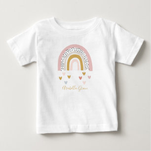 T-shirt Pour Bébé Coeurs Muted Rainbow Baby Name