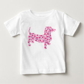 T-shirt Pour Bébé Coeurs roses Dacshund