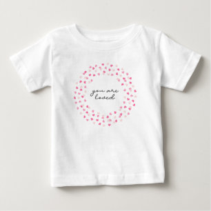 T-shirt Pour Bébé Coeurs roses éparpillés Confetti Vous êtes aimé