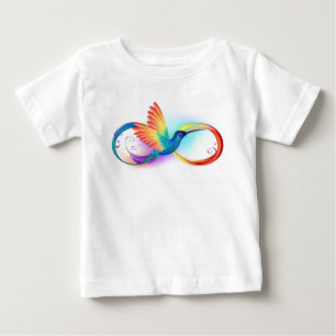 T-shirt Pour Bébé Colibri arc-en-ciel avec symbole Infinity