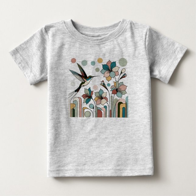 T-shirt Pour Bébé Colibri aux fleurs (Devant)