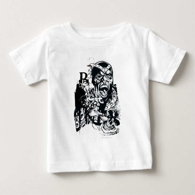 T-shirt Pour Bébé Collage de la main noire et du crâne (Devant)