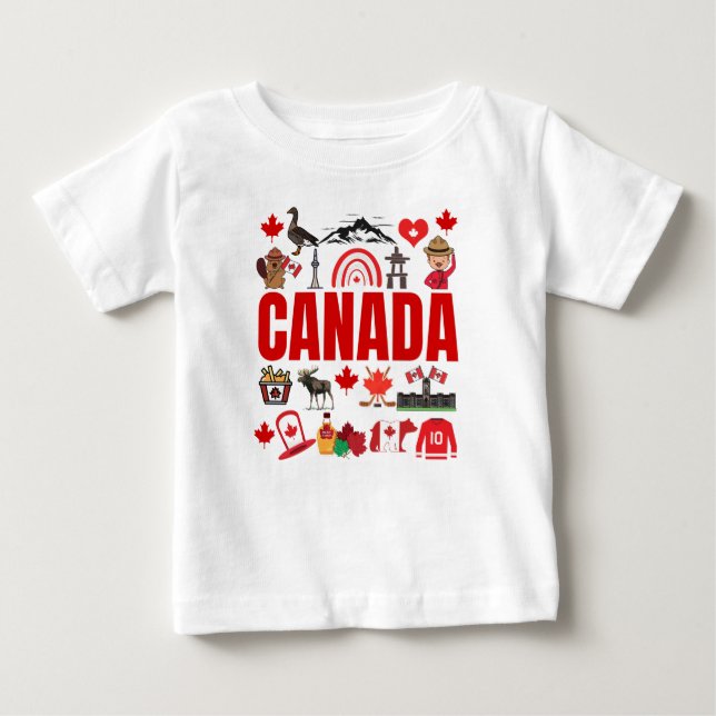 T-shirt Pour Bébé Collage des symboles de Cute Canada (Devant)