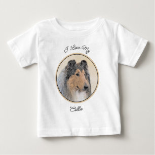 T-shirt Pour Bébé Collie (Rough) Peinture - Cute Original Chien Art
