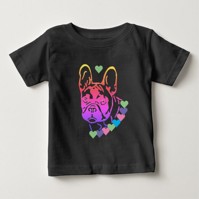 T-shirt Pour Bébé Collier coeur pour Bouledogue Français (Devant)