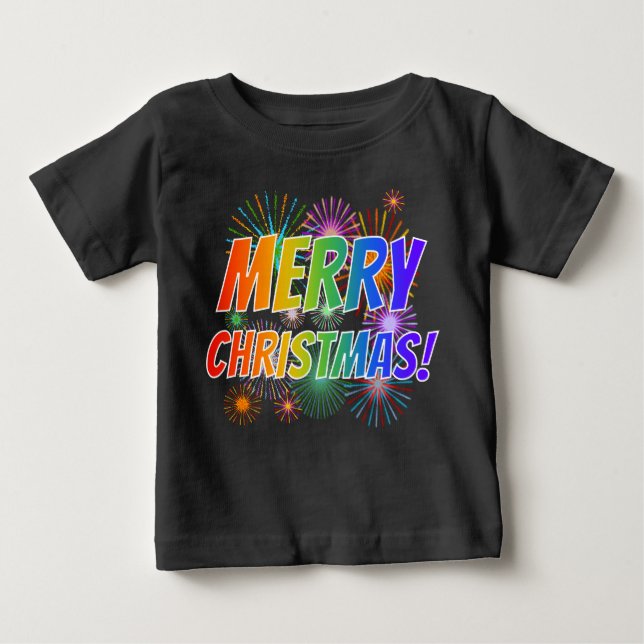 T-shirt Pour Bébé Coloré "JOYEZ NOËL !" + Motif Fireworks Ba (Devant)