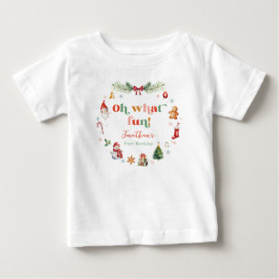 T-shirt Pour Bébé Coloré Oh Quel Amusant Premier Noël Anniversaire