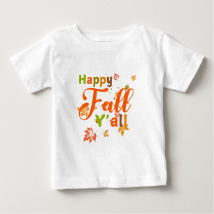 T-shirt Pour Bébé Colorée Happy Fall Y'all avec feuilles d'automne