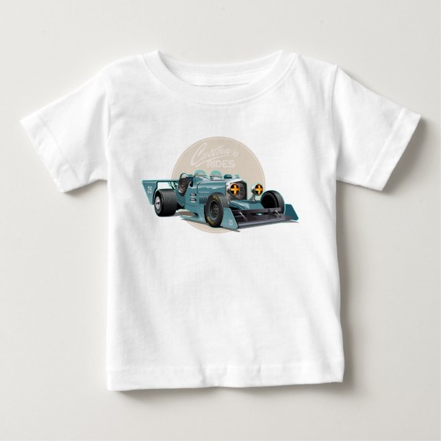 T-shirt Pour Bébé Concept de voiture de course retro personnalisé (Devant)