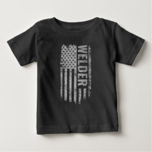 T-shirt Pour Bébé Conception de soudeur de drapeau USA en détresse