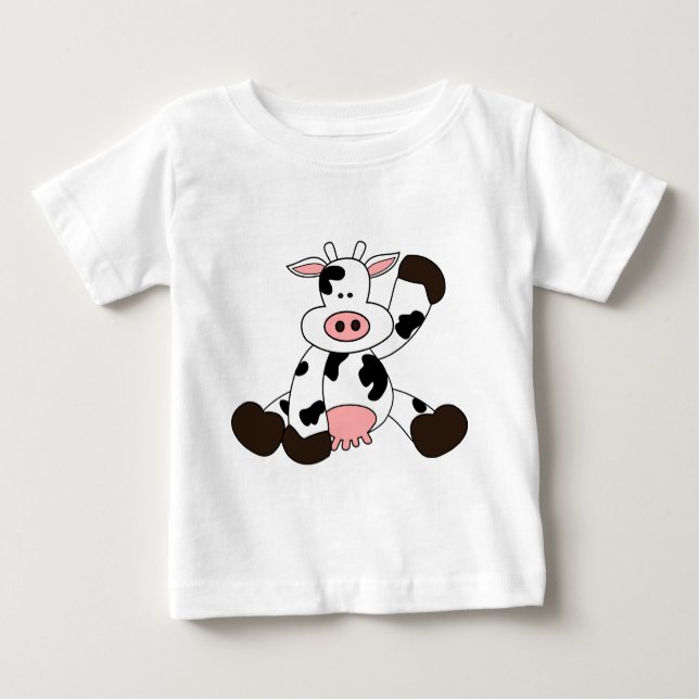 T-shirt Pour Bébé Conception mignonne de bande dessinée de vache (Devant)