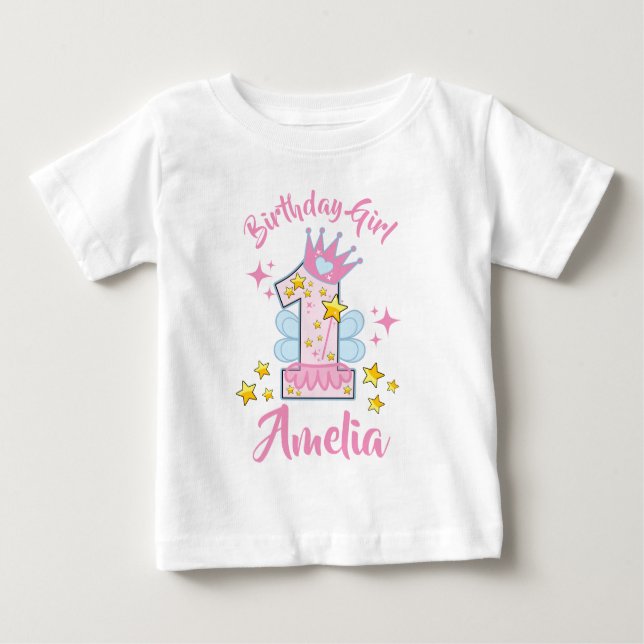 T-shirt Pour Bébé Conception personnalisée de fée de premier anniver (Devant)