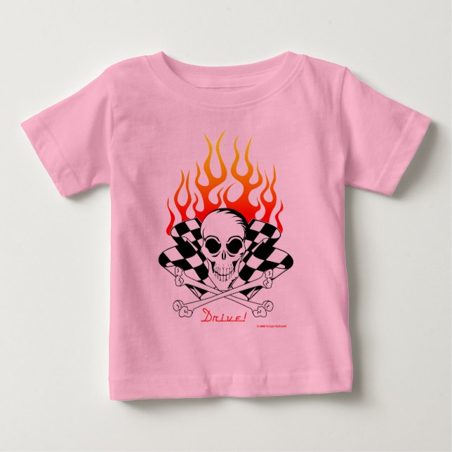 T-shirt Pour Bébé Conduis ! - Crâne et os croisés (Devant)