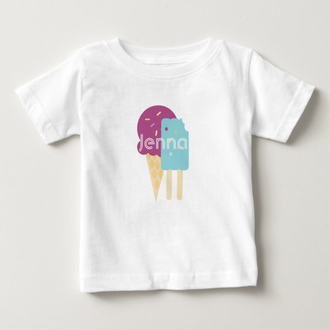 T-shirt Pour Bébé Cone crème glacée Nom personnalisé personnalisé (Devant)