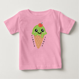 T-shirt Pour Bébé Cône de glace à la menthe Kawaii avec cerise sur l