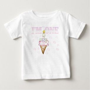 T-shirt Pour Bébé Cône de petit gâteau j'ai un ans