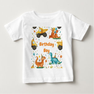 T-shirt Pour Bébé Construction Dinosaure Anniversaire Garçon Personn