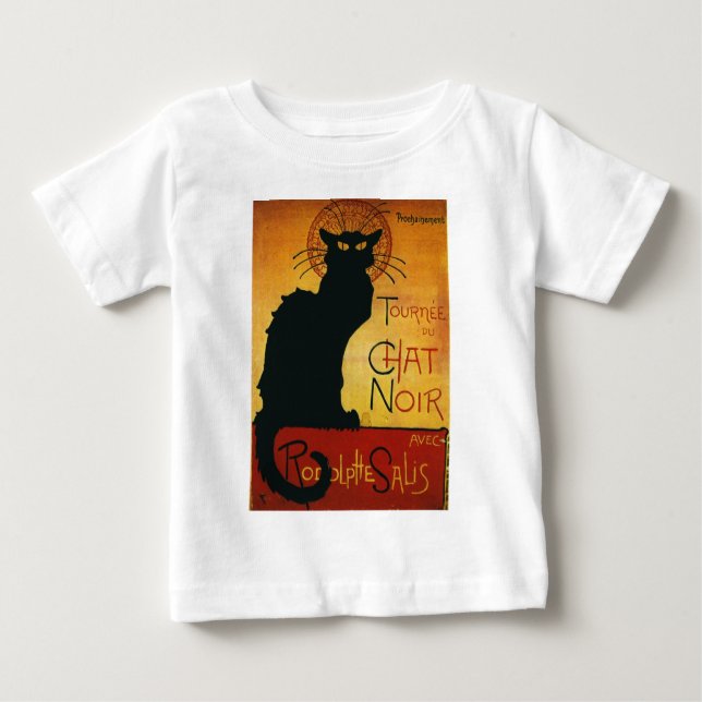T-shirt Pour Bébé Conversation Noir - Chat noir (Devant)