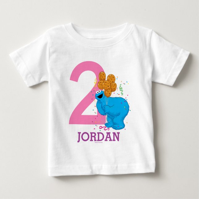 T-shirt Pour Bébé Cookie Monster Girls Anniversaire (Devant)