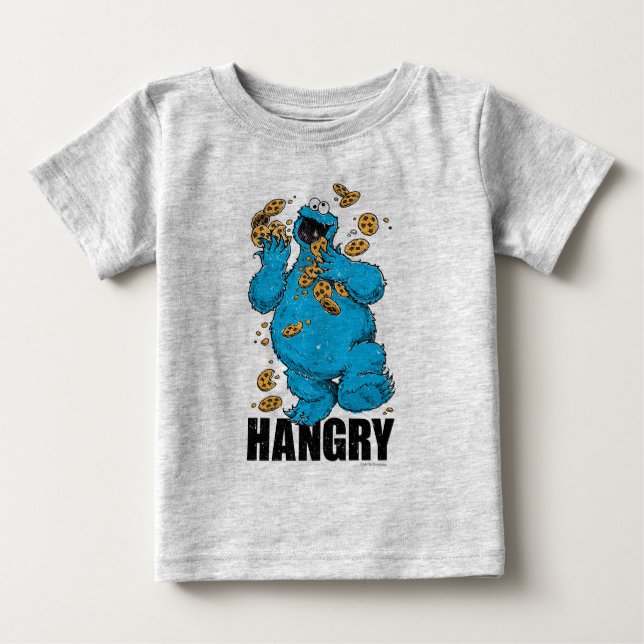 T-shirt Pour Bébé Cookie Monster Rétro | Affamé (Devant)