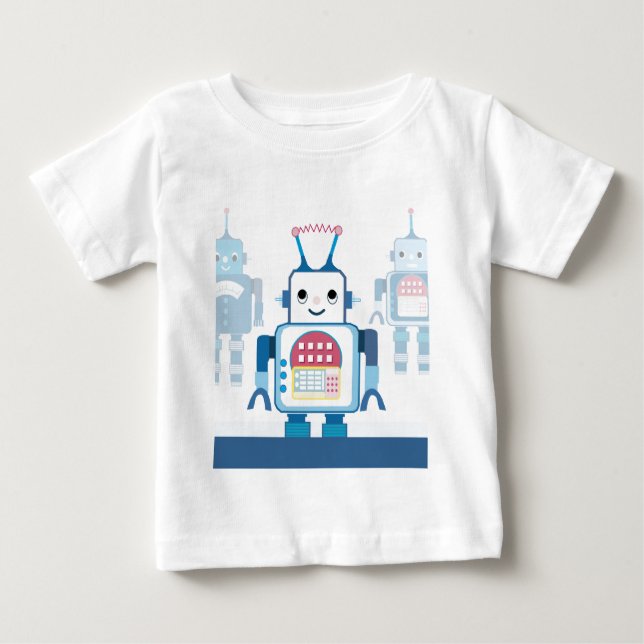 T-shirt Pour Bébé Cool Blue Robot Cadeaux Nouveautés (Devant)