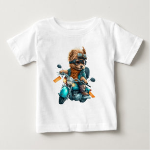 T-shirt Pour Bébé Cool chien biker, mignon Yorkshire terrier chien c