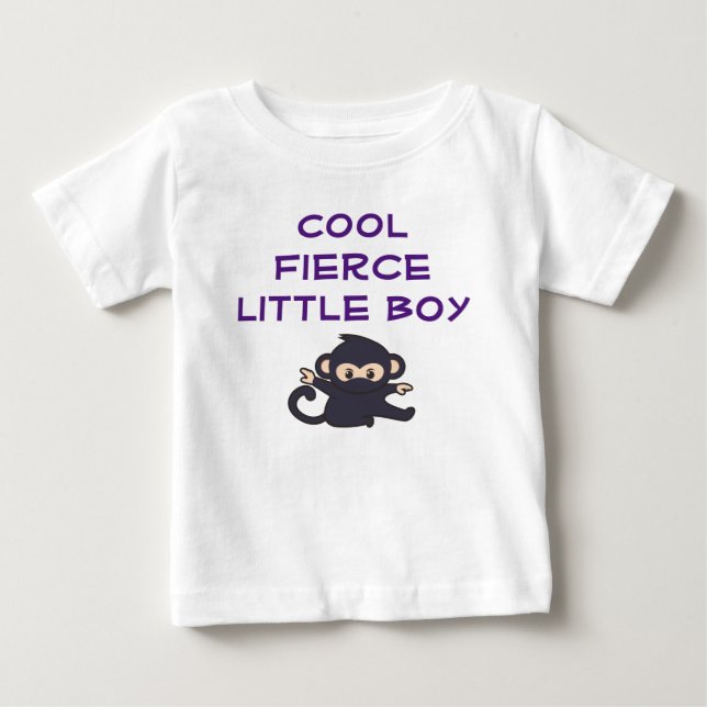 T-shirt Pour Bébé Cool Fierce Boy Funny Jote Cartoon Ninja Singe (Devant)
