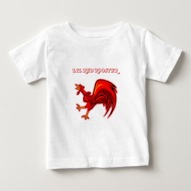 T-shirt Pour Bébé Coq de rouge de Lil (Devant)
