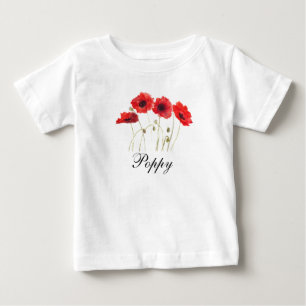 T-shirt Pour Bébé Coquelicots Rouge Aquarelle Florale Bébé Coquelico