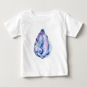 T-shirt Pour Bébé Coquille d'huître d'aquarelle avec la perle