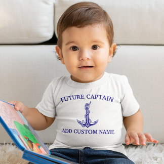 T-shirt Pour Bébé Corde d'Ancre nautique vintage Nom du capitaine