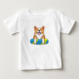 T-shirt Pour Bébé Corgi gallois à la nage avec planche
