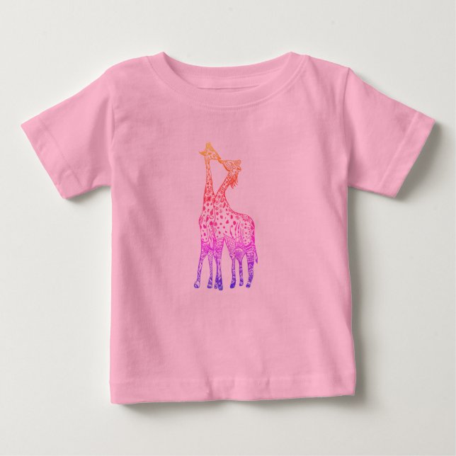 T-shirt Pour Bébé Costume bébé Tutu, Beauté rose Giraffes Art (Devant)