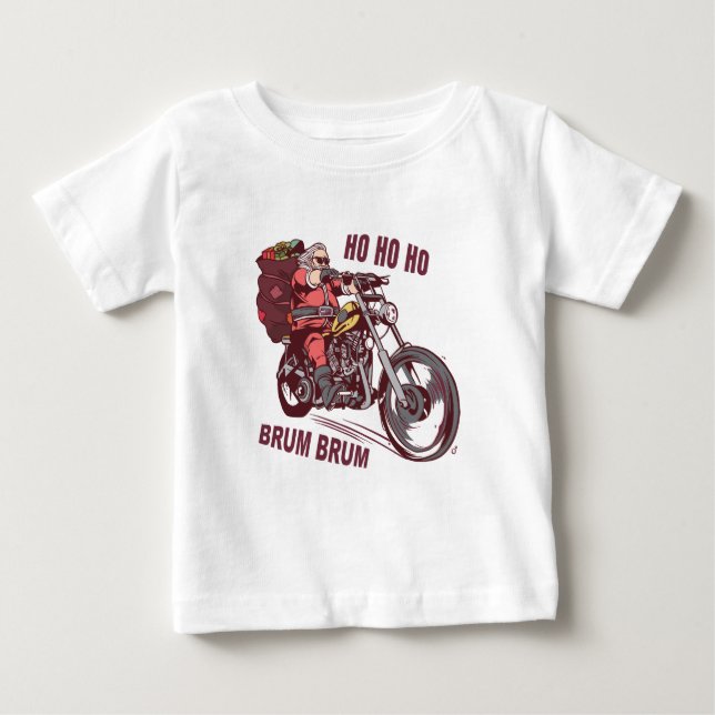 T-shirt Pour Bébé Costume de Noël père Noël Biker pour Invitatiatiat (Devant)