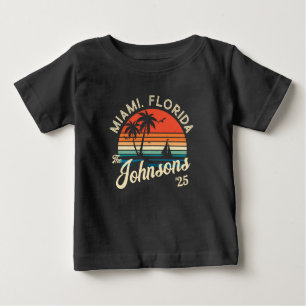 T-shirt Pour Bébé Coucher de soleil Retro Famille Plage Vacances Cor