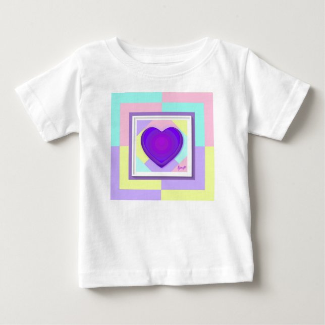 T-shirt Pour Bébé Couleurs pastel & cœurs violets battants (Devant)