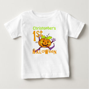 T-shirt Pour Bébé Coupe 1er Citrouille Halloween personnalisée