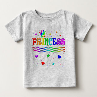 T-shirt Pour Bébé Coupe de dessin animé Art Rainbow Princess Tiara
