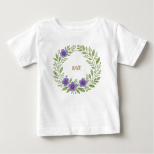 T-shirt Pour Bébé Couronne de fleurs personnalisée – Nom personnalis