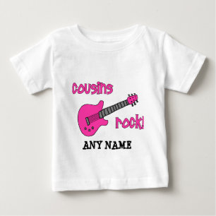T-shirt Pour Bébé Cousins Rock ! avec guitare rose