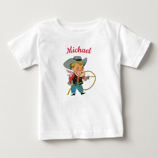 T-shirt Pour Bébé Cow-boy de Western Rodeo avec nom personnalisé (Devant)
