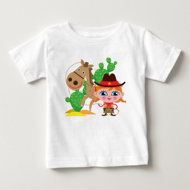 T-shirt Pour Bébé Cowgirl et Horse (Devant)